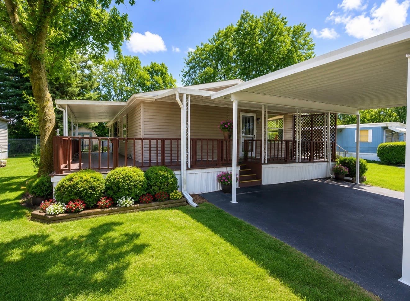 Wrap around Deck, covered parking .
