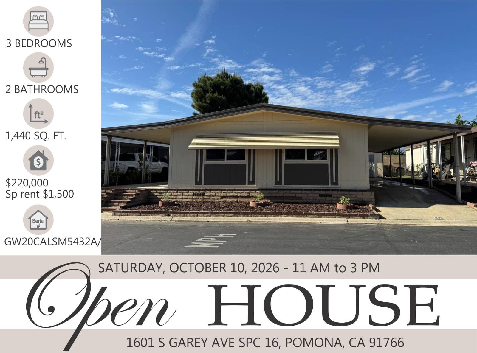 Manufactured home in Pomona, CA 91766
